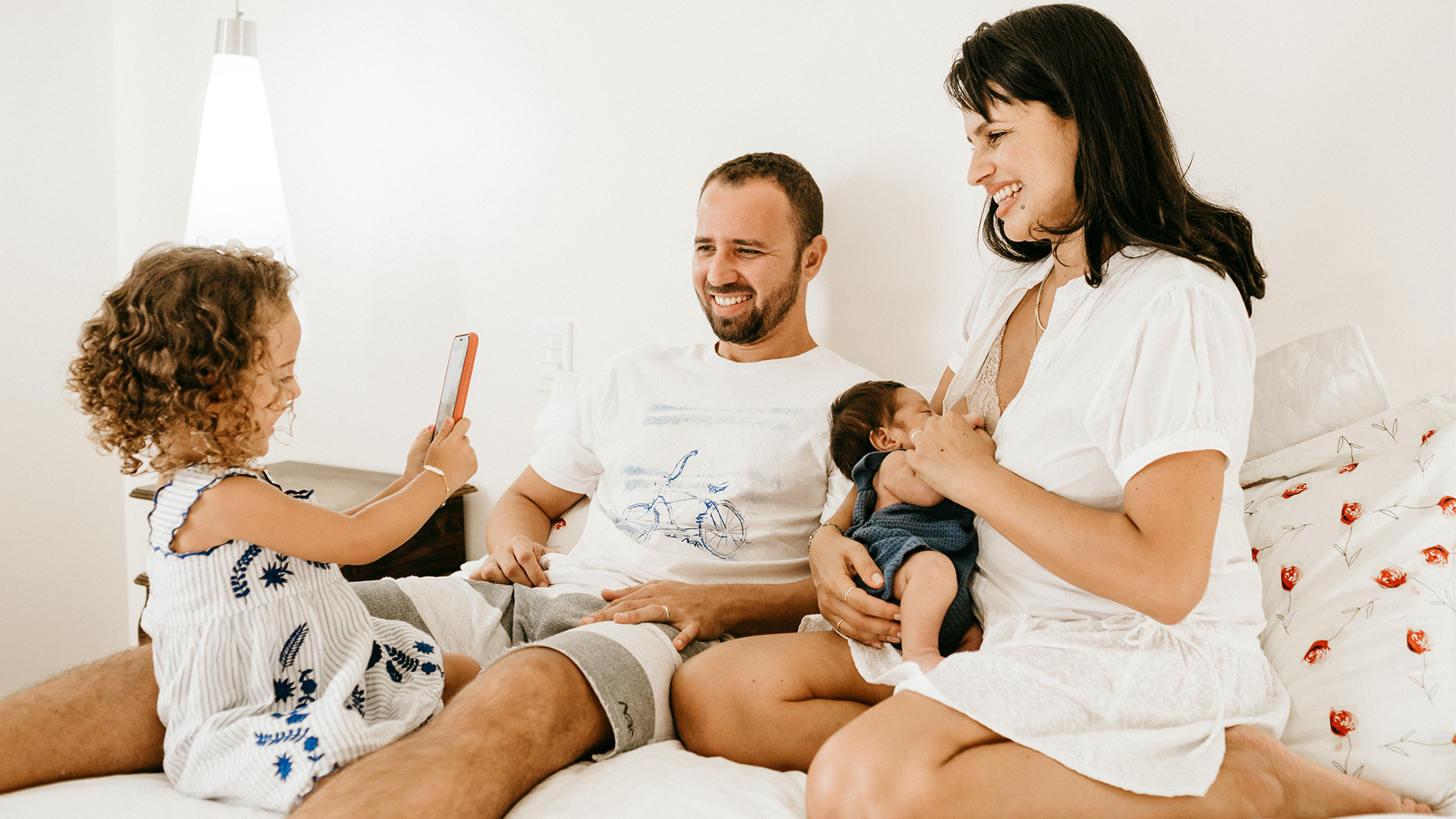 A family relaxing together at home